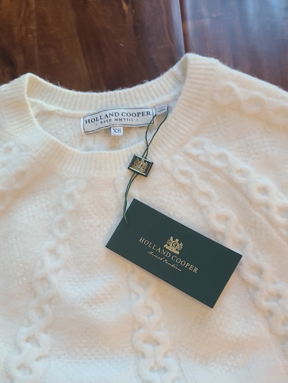 Holland Cooper Astoria Half Cable Knit Sweater In Oyster - Picture 10 of 11